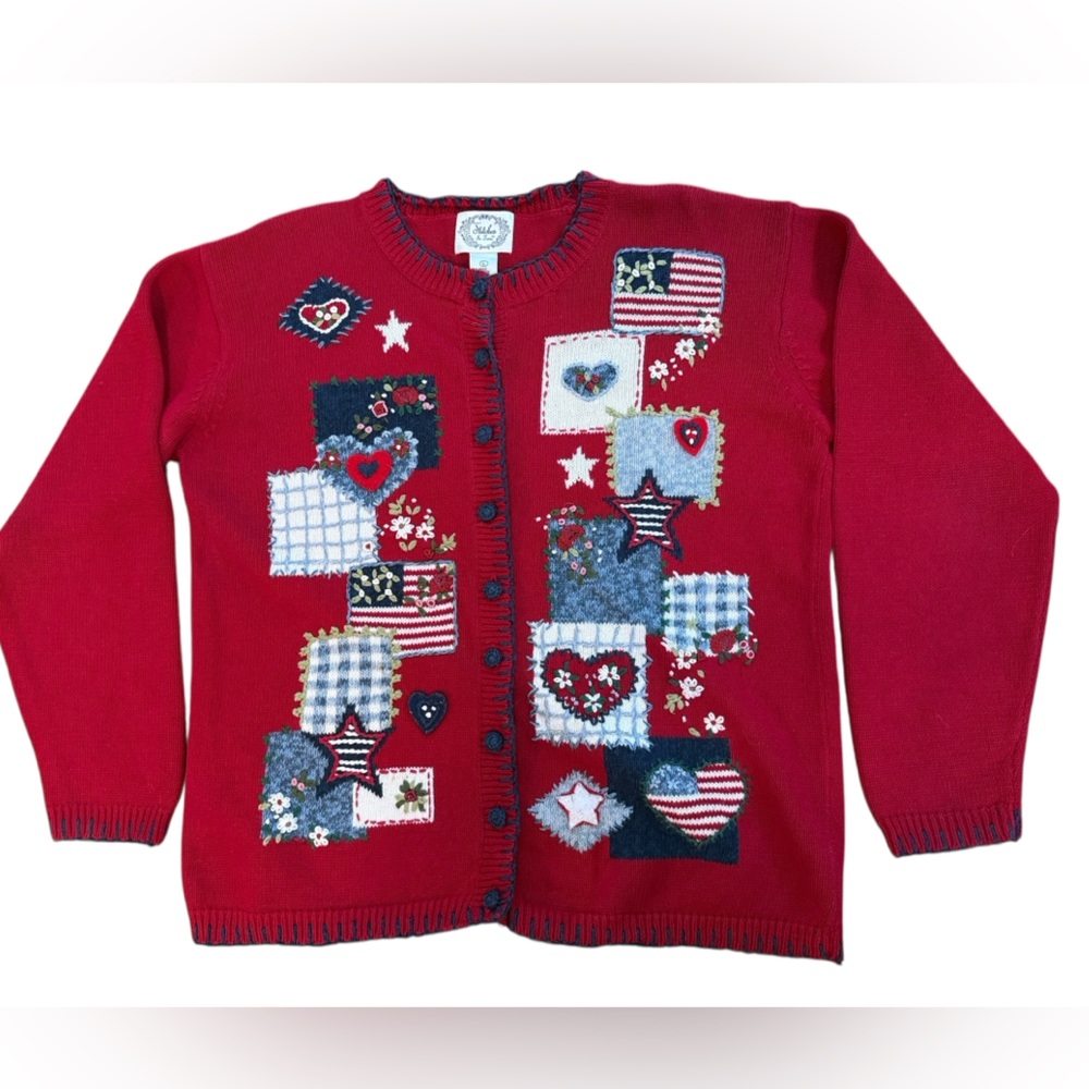 Vintage Stitches in Time Patchwork Embroidered He… - image 3